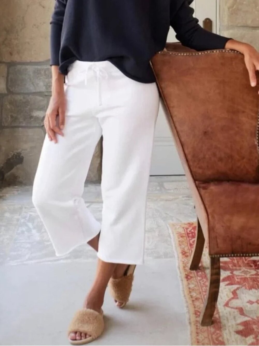 FRANK & EILEEN Tee Lab Catherine Favorite SWEATPANTS WIDE LEG CROP HEM Size M